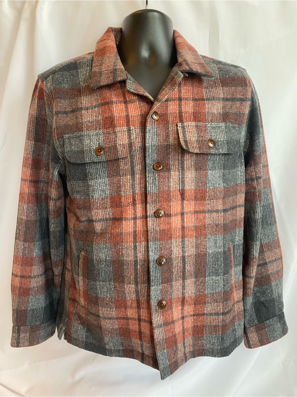 NWT Rails Viggo Mens Shirt Jacket Medium Crimson Shadow Plaid Wool Shacket Coat